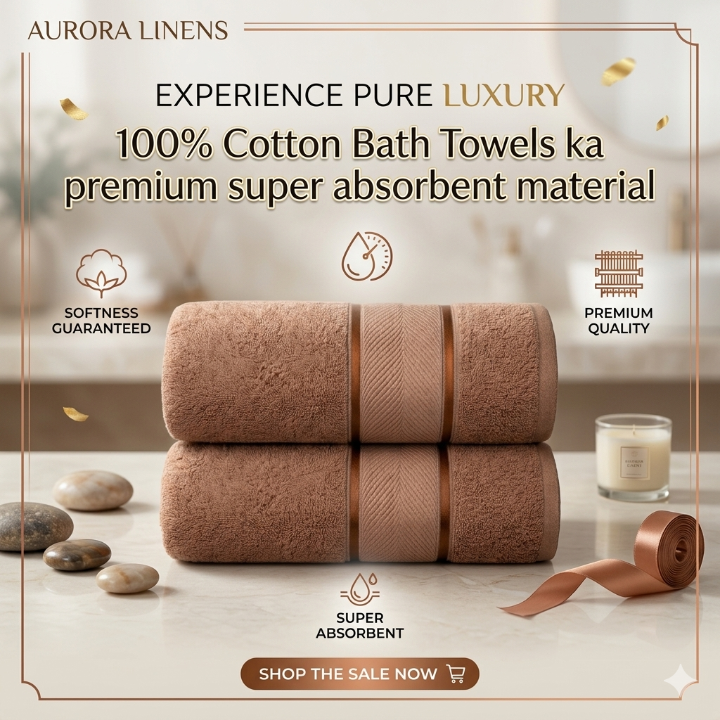 Soft Bath Towel 27x54Inches (650 GSM)  100% Cotton Material  Luxury Bath Sheet Towels for Bathroom
