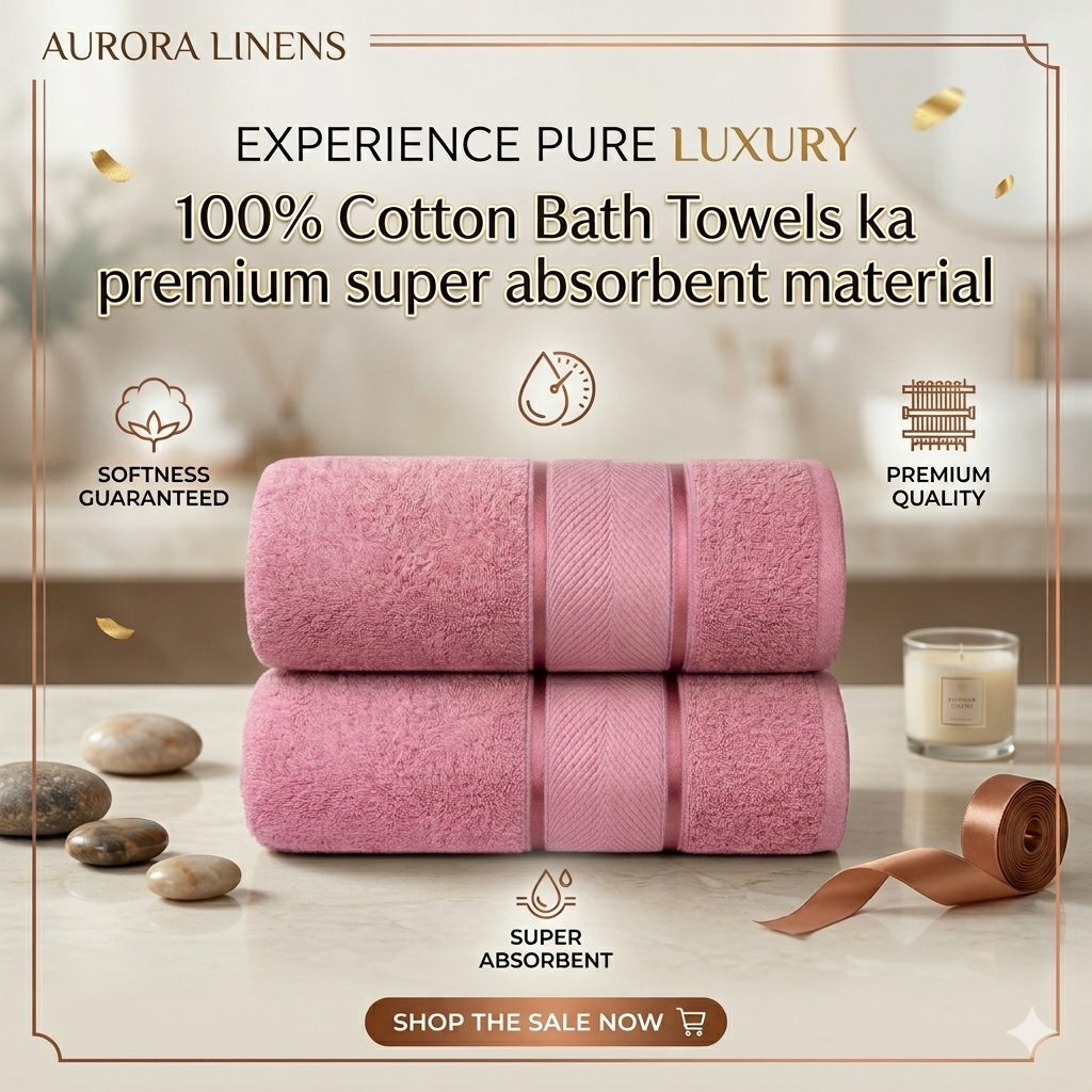 Soft Bath Towel 27x54Inches (650 GSM)  100% Cotton Material  Luxury Bath Sheet Towels for Bathroom