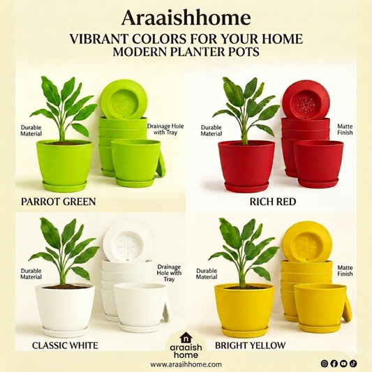 Extra Large Plant Pots for Indoor/Outdoor Use with Drainage. Available in Multi-Packs and Seven Vibrant Colors