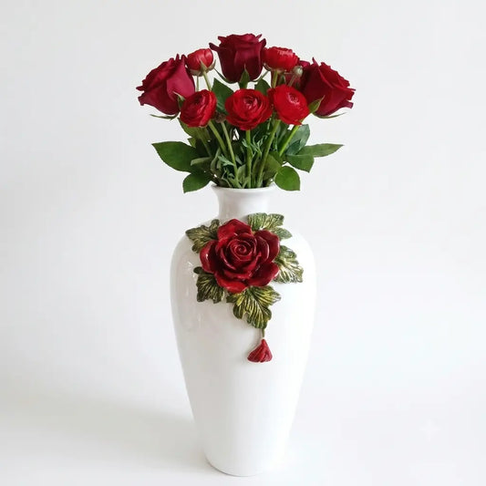 The Royal Crimson Rose Fiber Vase
