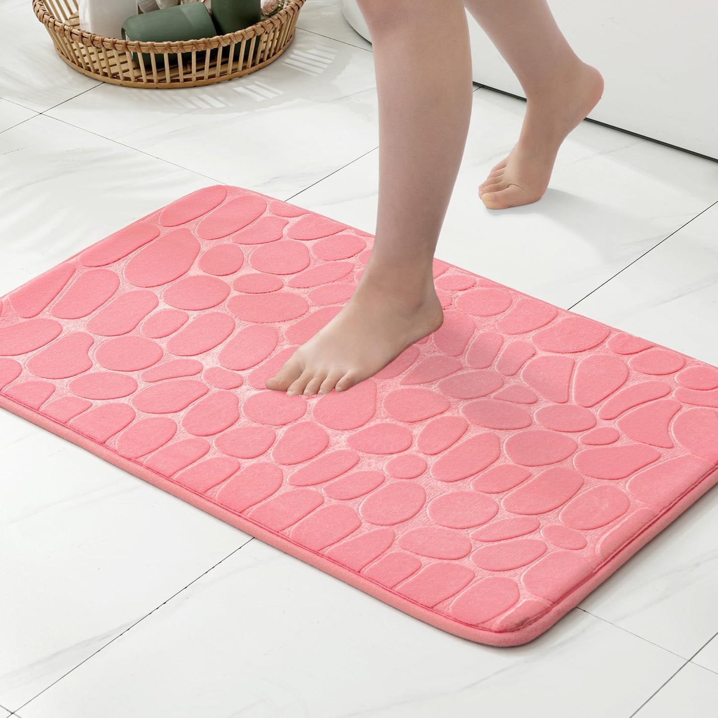 Pack of 2 Bathroom Rugs, Flannel Comfortable Non-slip Bath Mat Bathroom Carpet Super Absorbent Soft Shower Rug (40 * 60 cm)