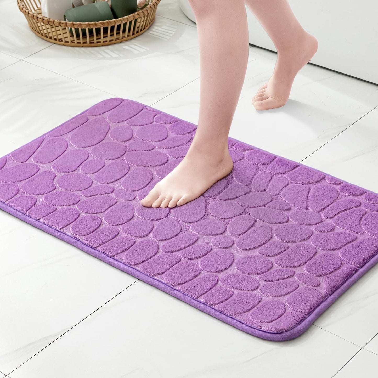 Pack of 2 Bathroom Rugs, Flannel Comfortable Non-slip Bath Mat Bathroom Carpet Super Absorbent Soft Shower Rug (40 * 60 cm)