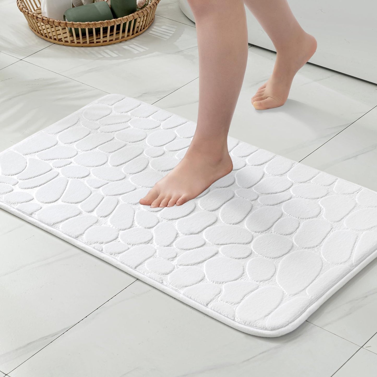 Pack of 2 Bathroom Rugs, Flannel Comfortable Non-slip Bath Mat Bathroom Carpet Super Absorbent Soft Shower Rug (40 * 60 cm)