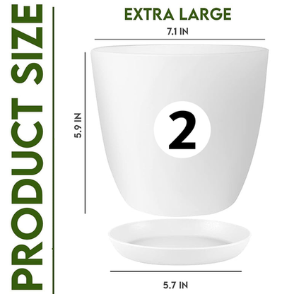 Extra Large Plant Pots, Drainage, Perfect for Indoor Planters - 12 Colours Available