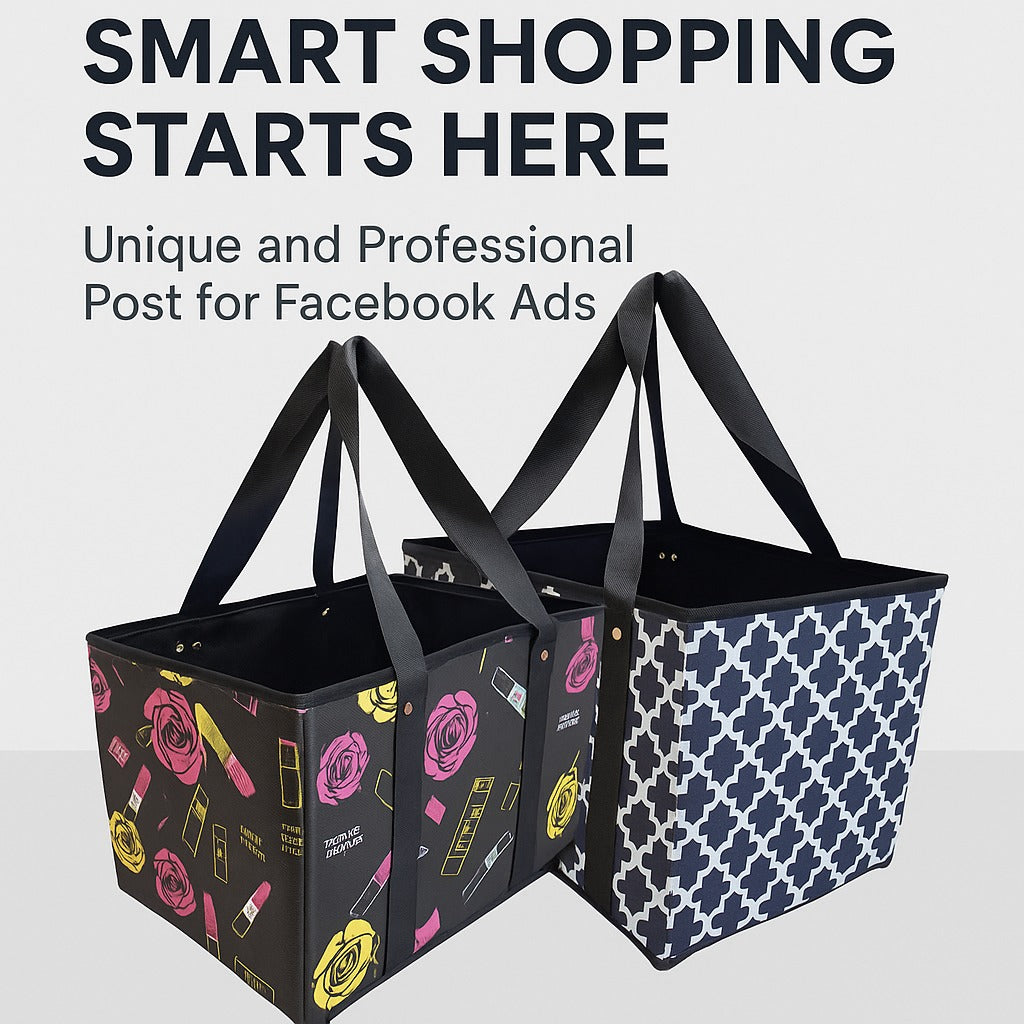 Grocery Bags 2-Pack Foldable Washable Large Storage Bins Basket Water Resistant Shopping Tote Bag