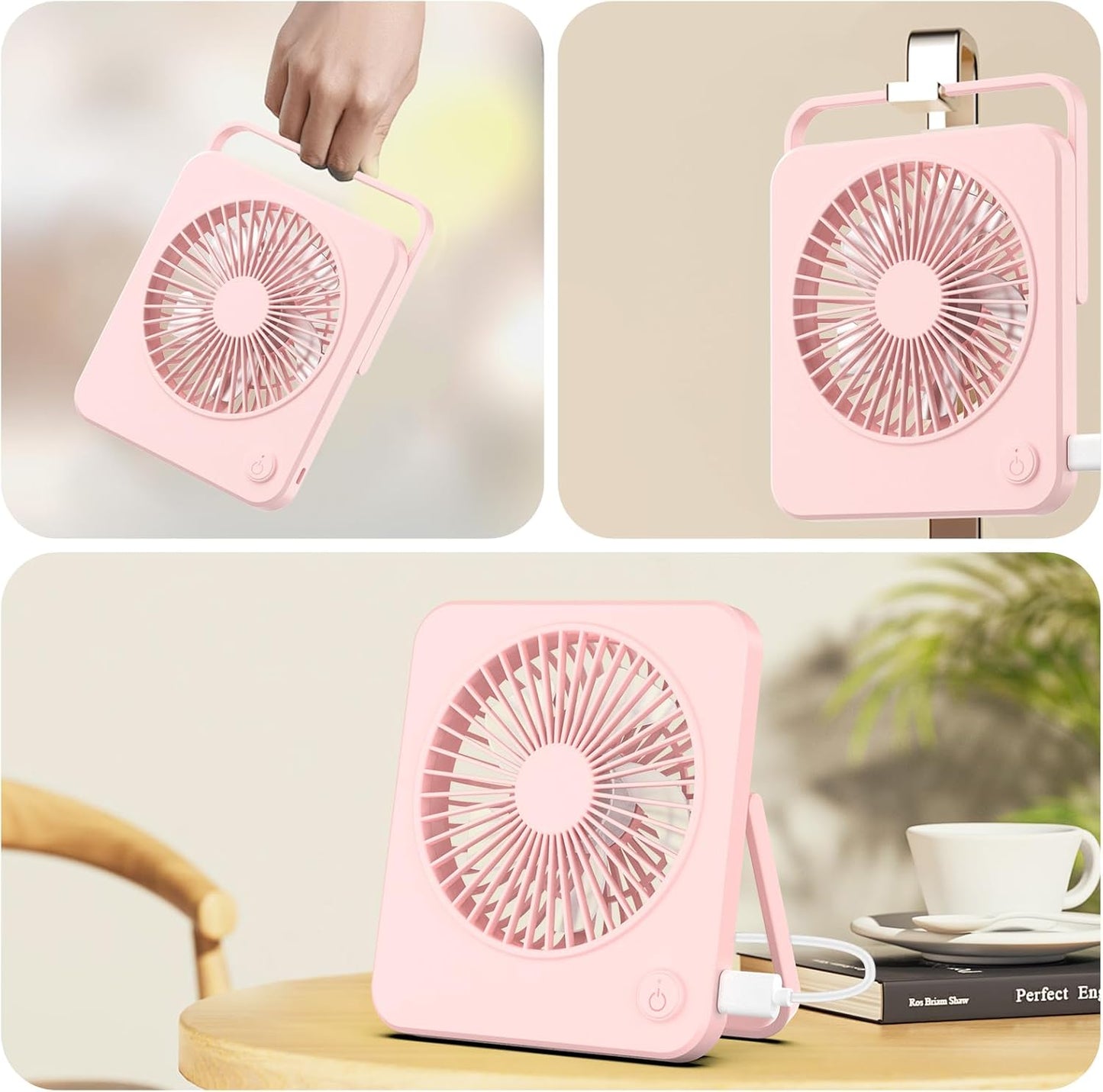Desk Fan Portable Fan USB Rechargeable Fan 3 Speeds Adjustable 180 degrees Desktop Random colors