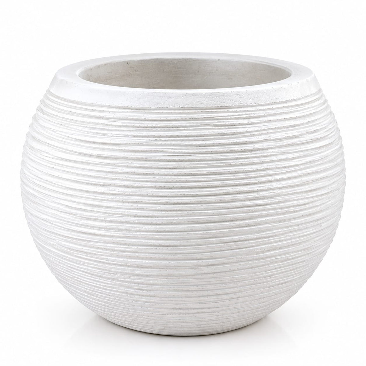 Premium Round Fiber Planter Pot – Modern Ribbed Design (13.5" x 14.5")