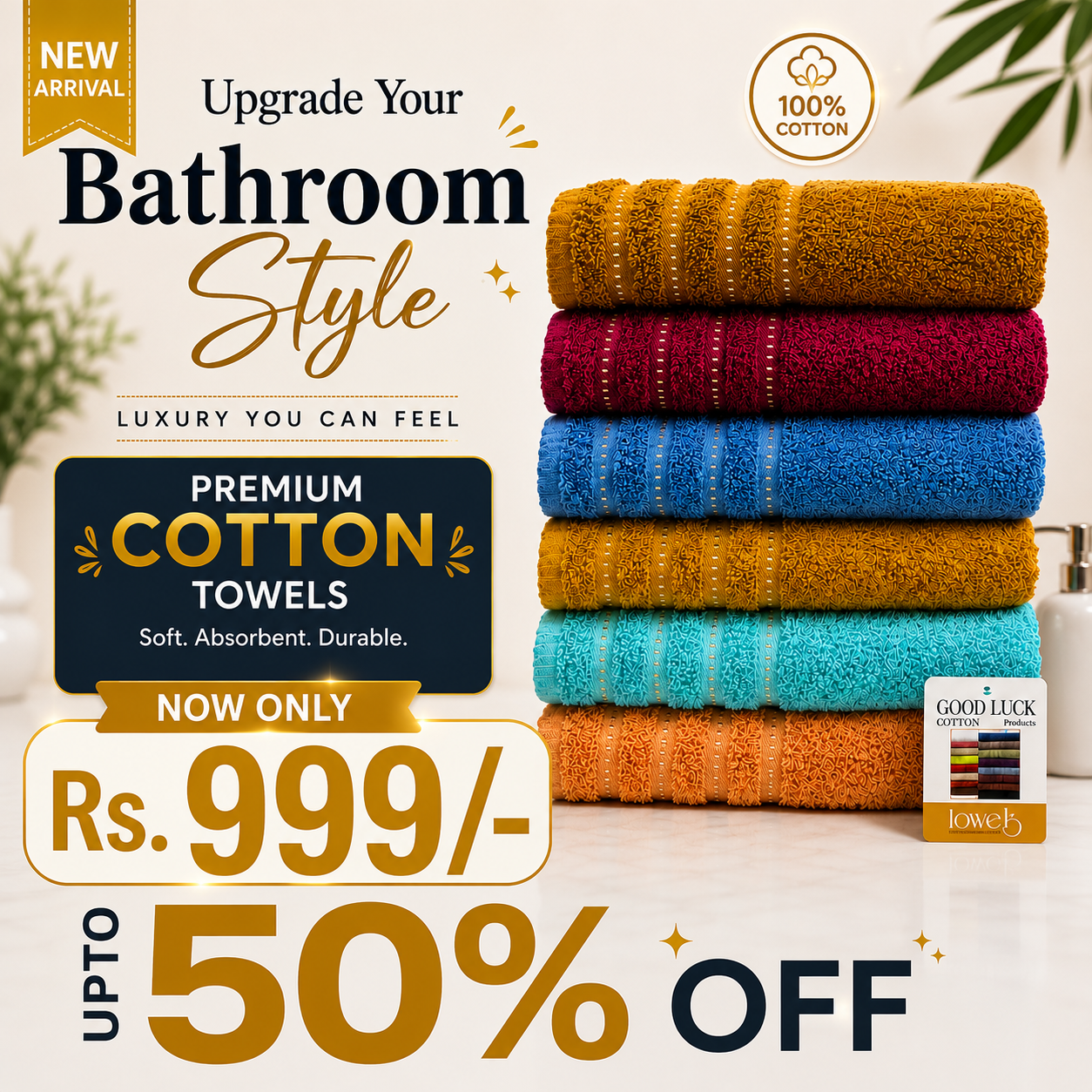 Premium 100% Cotton Bath Towel - Large Size 27x54 Inches - Ultra Absorbent & Soft