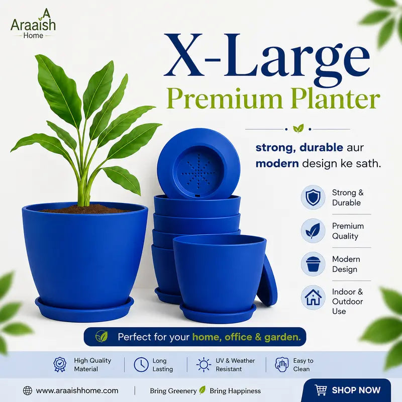Extra Large Plant Pots for Indoor/Outdoor Use with Drainage. Available in Multi-Packs and Seven Vibrant Colors