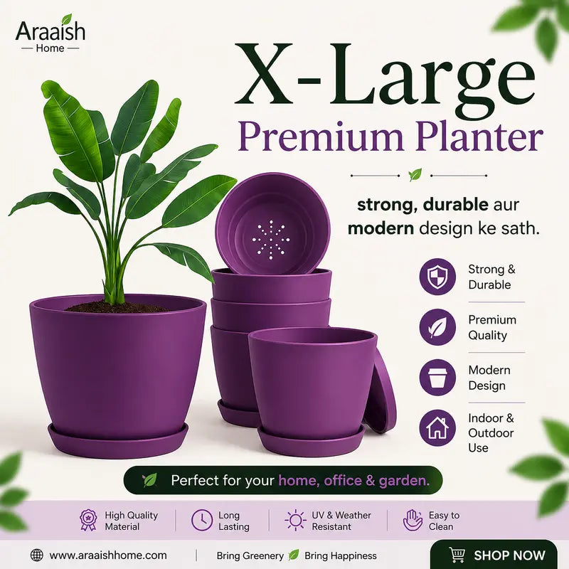 Extra Large Plant Pots for Indoor/Outdoor Use with Drainage. Available in Multi-Packs and Seven Vibrant Colors