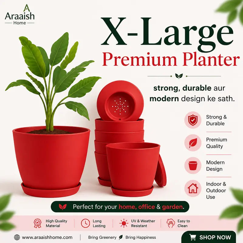 Extra Large Plant Pots for Indoor/Outdoor Use with Drainage. Available in Multi-Packs and Seven Vibrant Colors