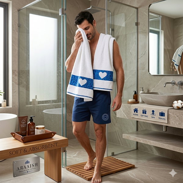 Araaish Heart Touch 2 Pc Towels Set Soft & Absorbent