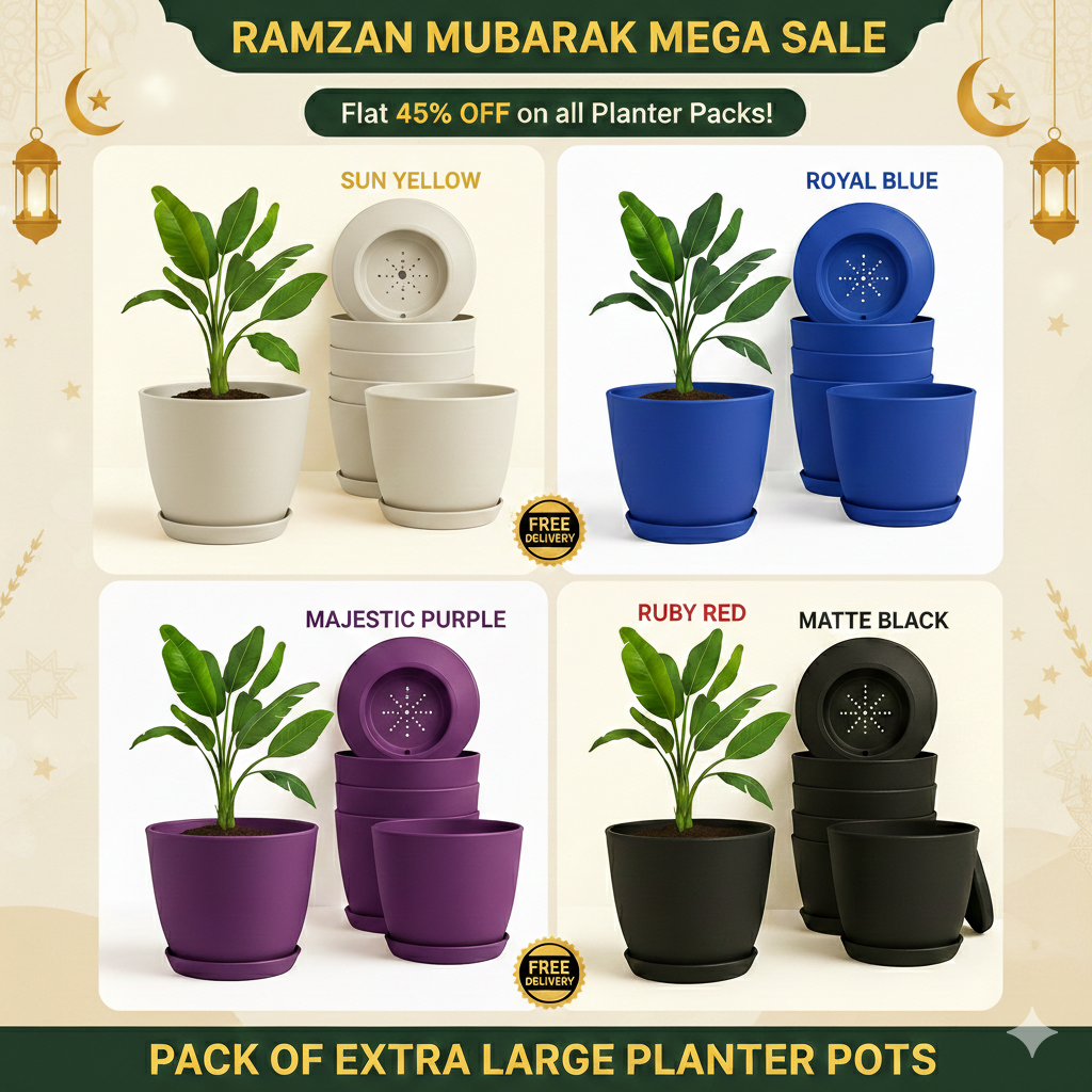 Extra Large Plant Pots, Drainage, Perfect for Indoor Planters - 8 Colours Available