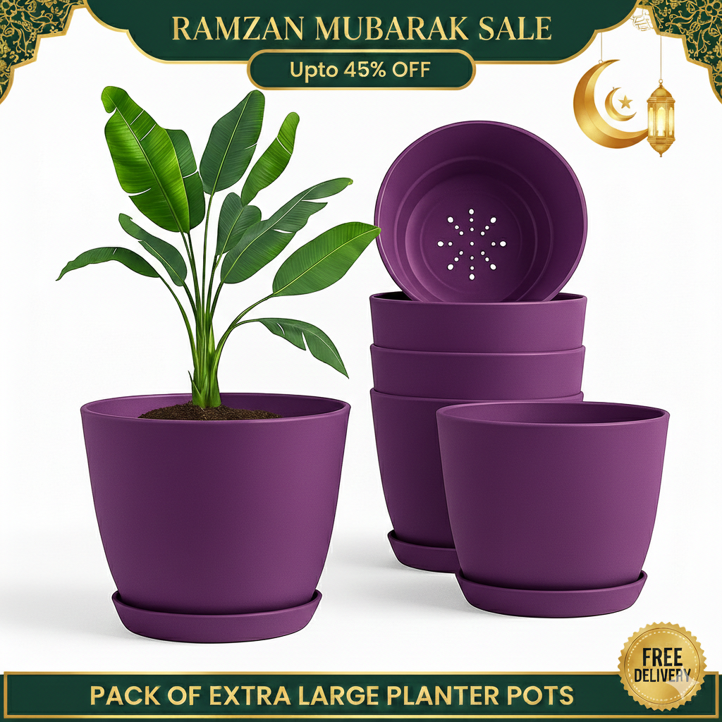Extra Large Plant Pots, Drainage, Perfect for Indoor Planters - 8 Colours Available