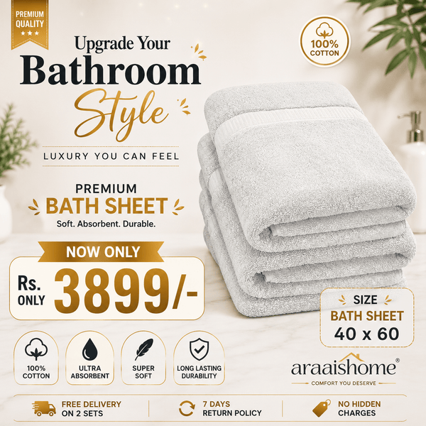 Araaishome Premium White Towels Set – 8 Pc | Soft & Ultra Absorbent