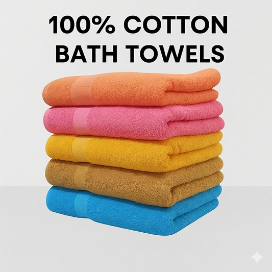 100% Cotton Bath Towels (Size: 25x50 inches)