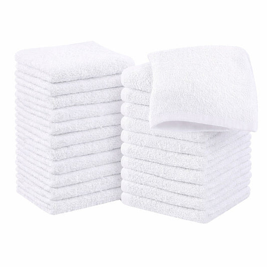 Cotton Washcloths Set - 100% Ring Spun Cotton, Premium Quality Flannel Face Cloths, Highly Absorbent and Soft Feel Fingertip Towels White