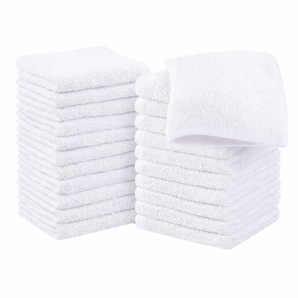 Cotton Washcloths Set - 100% Ring Spun Cotton, Premium Quality Flannel Face Cloths, Highly Absorbent and Soft Feel Fingertip Towels White