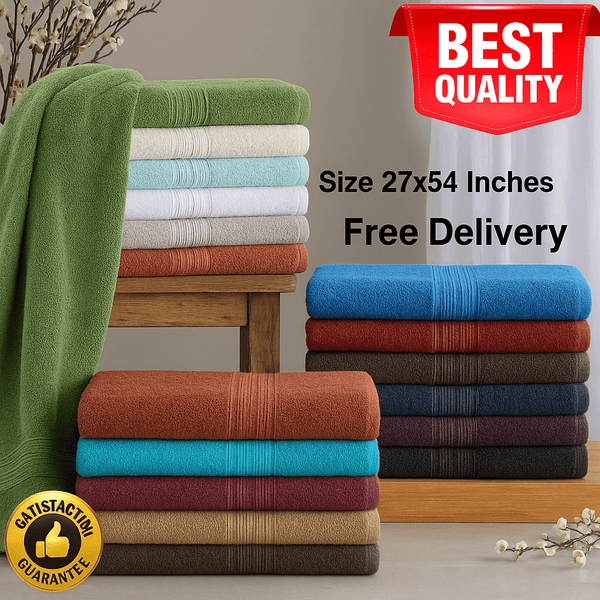 Extra Soft Premium Egyptian Cotton Bath Towel 27×54 – Highly Absorbent, Multicolor, Fine Fiber