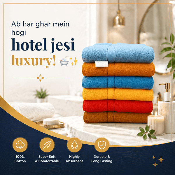 Extra Soft Premium Egyptian Cotton Bath Towel 27×54 – Highly Absorbent, Multicolor, Fine Fiber