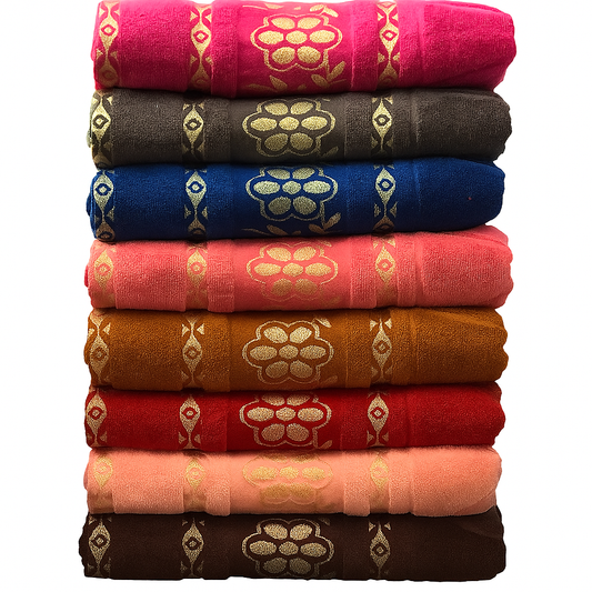 2-Pcs Jacquard Bath Towels 27 x 54 Inches (Standard size for full-body coverage)