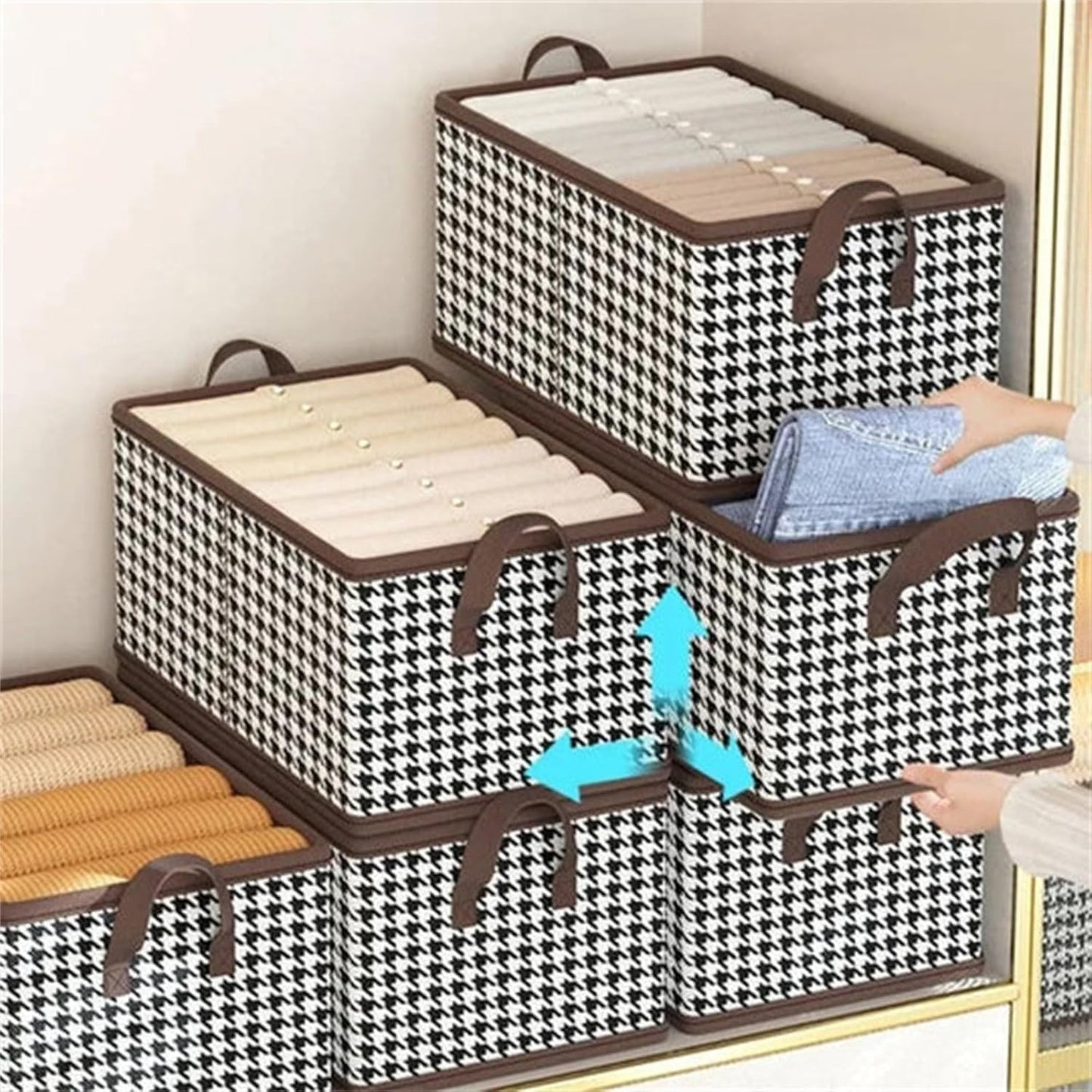 Jean Organizer, Large Capacity Collapsible Clothes with Handle for Closet