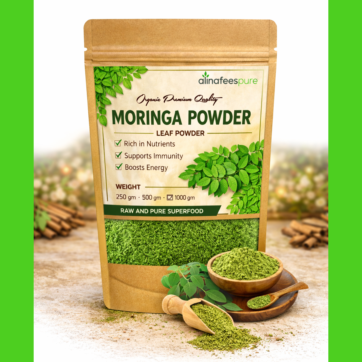 Organic Moringa Powder (Leaf Powder)  Raw & Pure Superfood