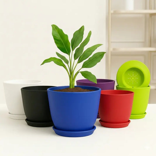 Pack of 6 Extra Large Plant Pots for Indoor/Outdoor Use with Drainage. Available in Multi