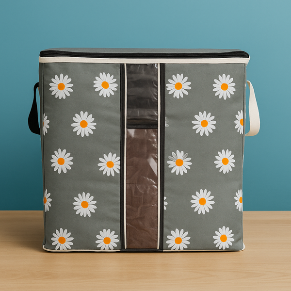 Printed Fabric Storage Bags (With Daisy Pattern)